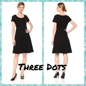 Three Dots Women's A-line Ponte S/S Seamed Dress